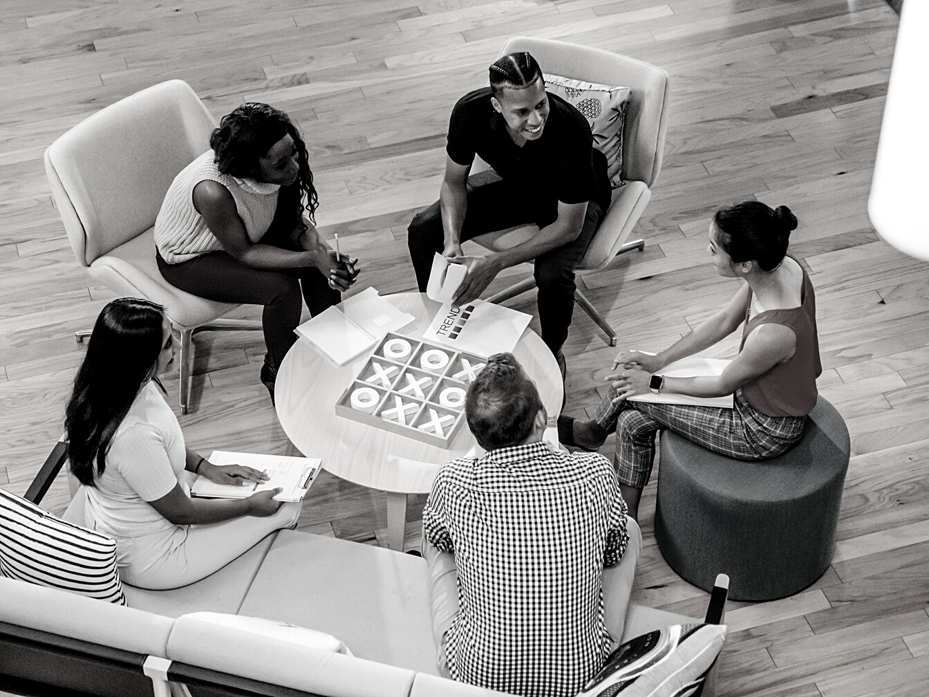 People at the Office Lobby Having a Discussion